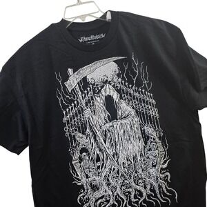 VampireFreaks Grim Reaper Skeleton Graphic T Shirt Mens XL Black Cotton‎ Tee
